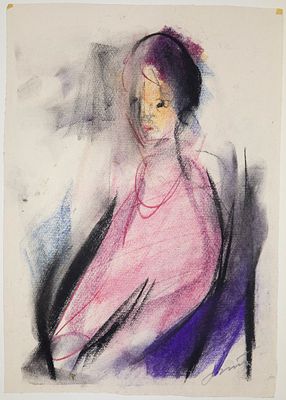 Неизвестный художник. Портрет девушки. – Б.м., б.г., бумага, уголь, пастель, размер 31х22 см. 