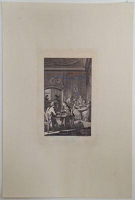 Шахматная партия. Художник J. Buys, гравировал H.L. Myling. Гравированый фронтиспис из книги 