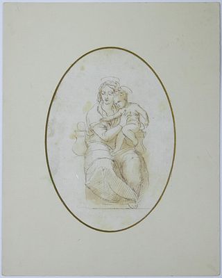 Последователь Рафаэля. Мадонна дель Пеше (Мадонна с рыбой). – [Франция], XVIII в., бумага верже 