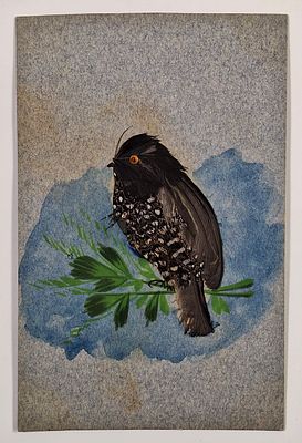 Овсянка. Открытое письмо с аппликацией и ручной дорисовкой. Акварель, перья. – [до 1917?г.]. 