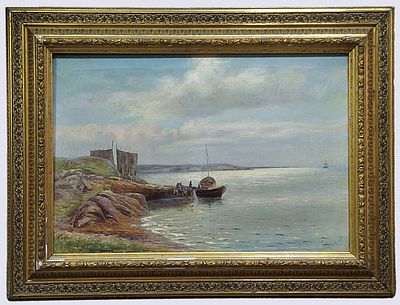 Рыбаки Балтики. Подпись худ. в правом нижнем углу [Суворов, 1890 г.?] Холст, масло. Фигурная 