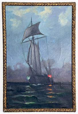 И. А. Дюрнбаум (полковник-инженер). Морской сигнал. XX в. Подпись художника на обороте. Холст 