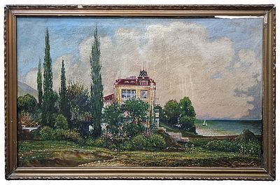 Л. Шпак. Крымская дача. 1949 г. Подпись художника в нижнем правом углу. Холст, масло. Размер в 