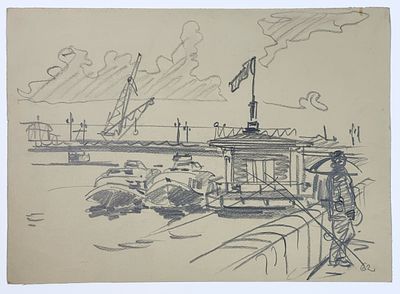 Ленинградские виды. Рисунок. Без подписи. 1962 г. Бумага, графит. Размер: 39,8х28,5 см. Хорошее 
