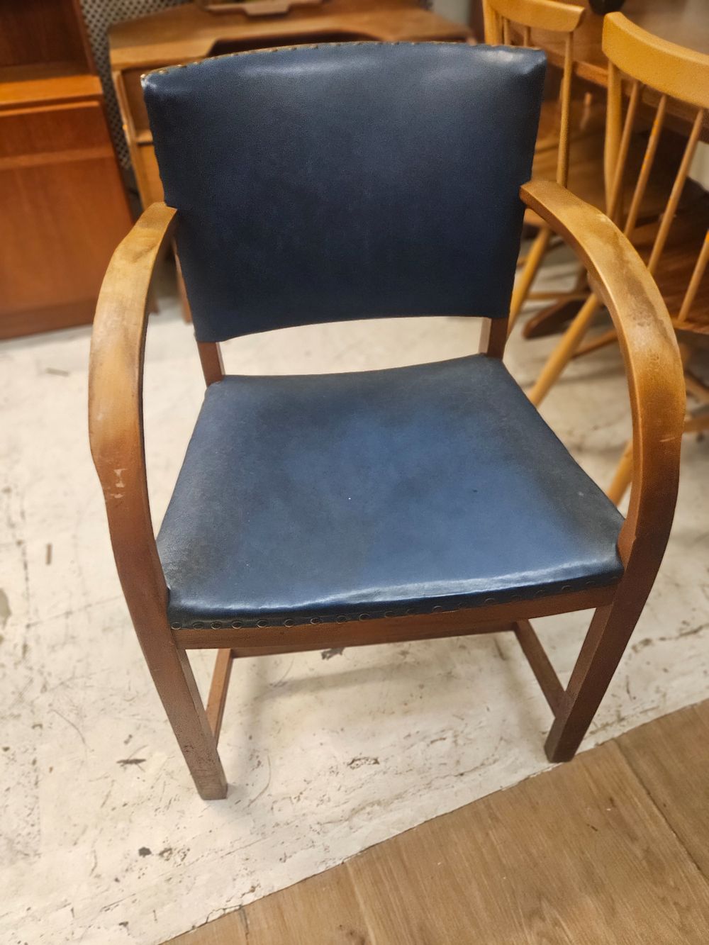 Lot 155 – A Mid-Century Modern Bentwood Armchair with Blue Upholstery