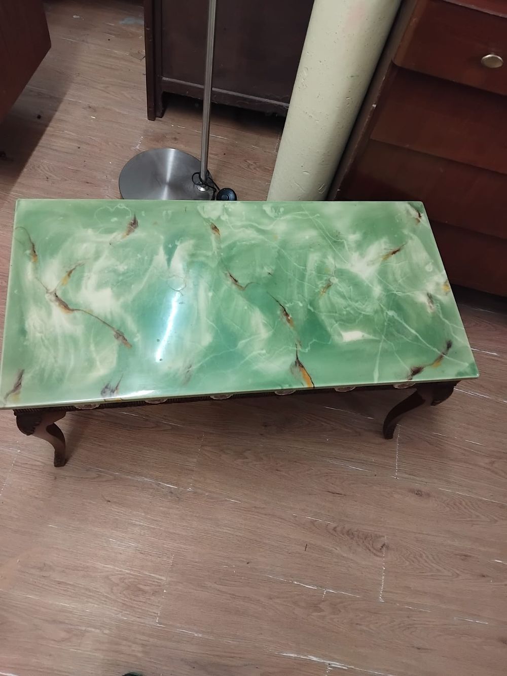Lot 157 – Mid-20th Century Rococo Revival Style Coffee Table with Green Onyx Effect Top