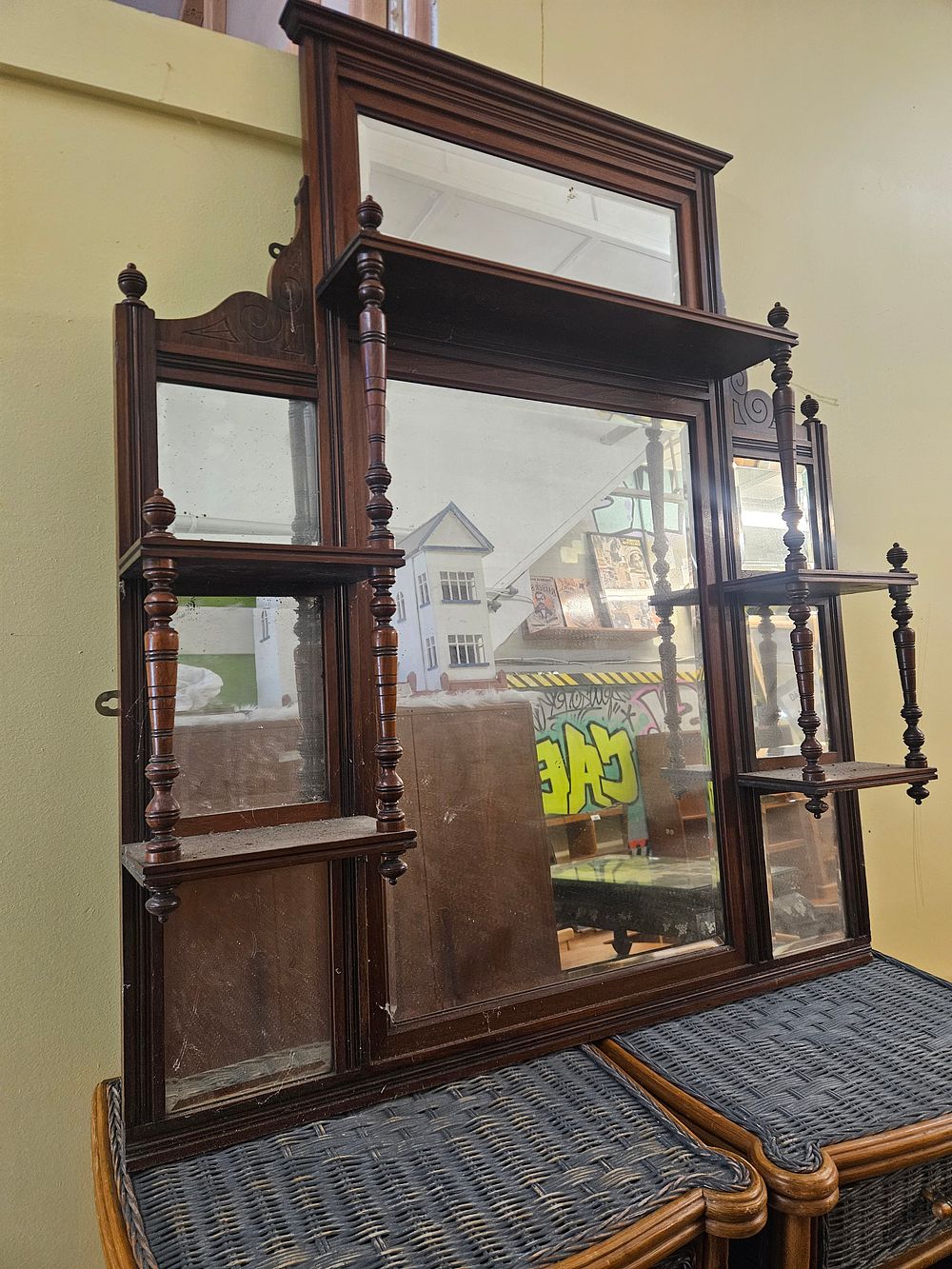 Lot 160 – A Late Victorian Mahogany Wall-Hanging Overmantel Mirror Unit