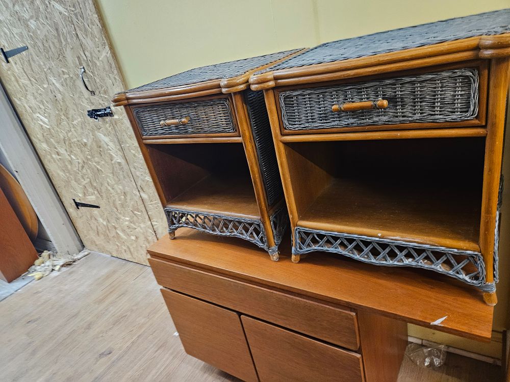 Lot 161 – A Pair of Late 20th Century Bamboo and Wicker Bedside Cabinets