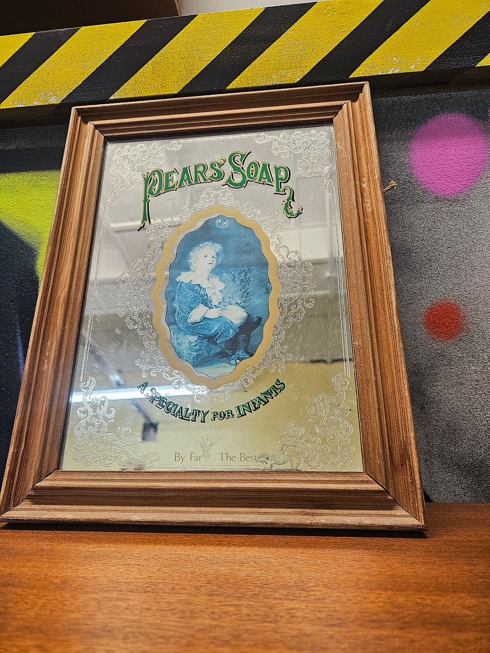 Lot 190 – Vintage Pears Soap Advertising Mirror in Wooden Frame