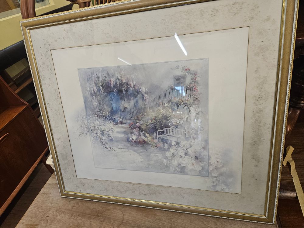 Lot 194 – V. Walmsley, A Pair of Impressionistic Garden Scenes, Watercolours with Gouache