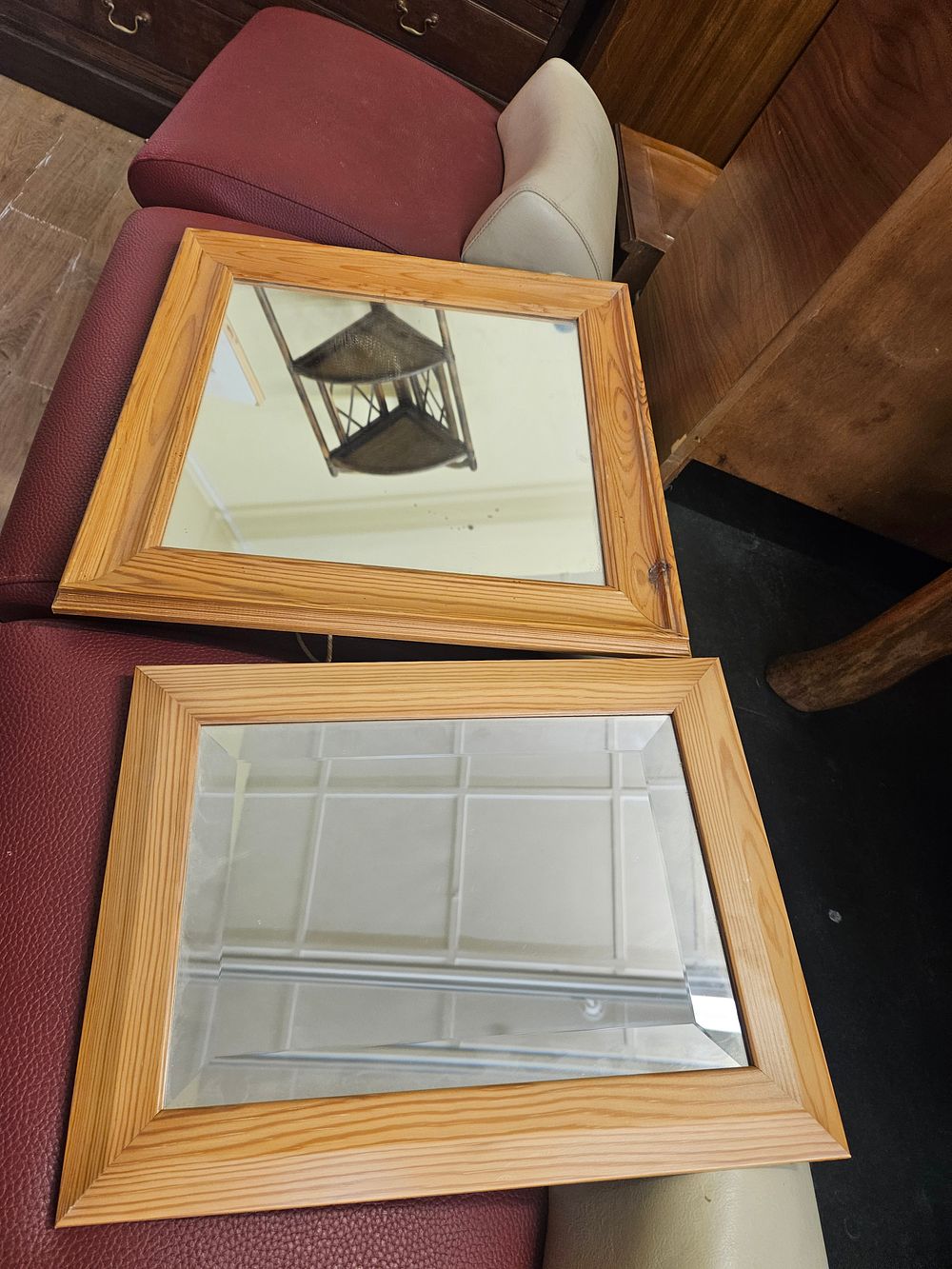Lot 200 – A Pair of Late 20th Century Pine Framed Wall Mirrors