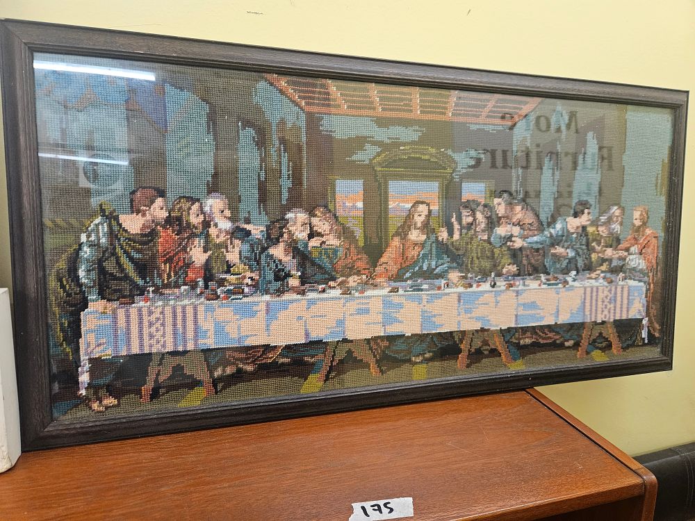 Lot 202 – A mid-20th-century framed needlepoint tapestry of The Last Supper after Leonardo da Vinci
