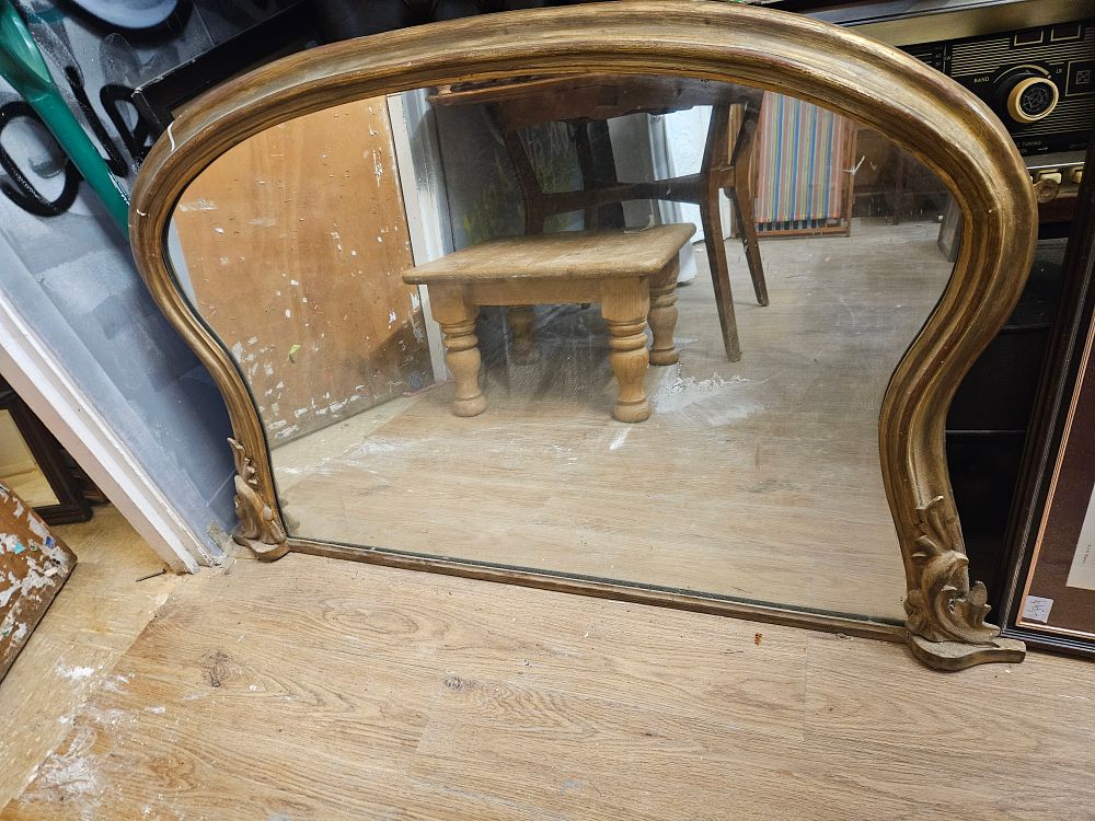 Lot 211 – Victorian Gilt Gesso Arched Overmantel Mirror