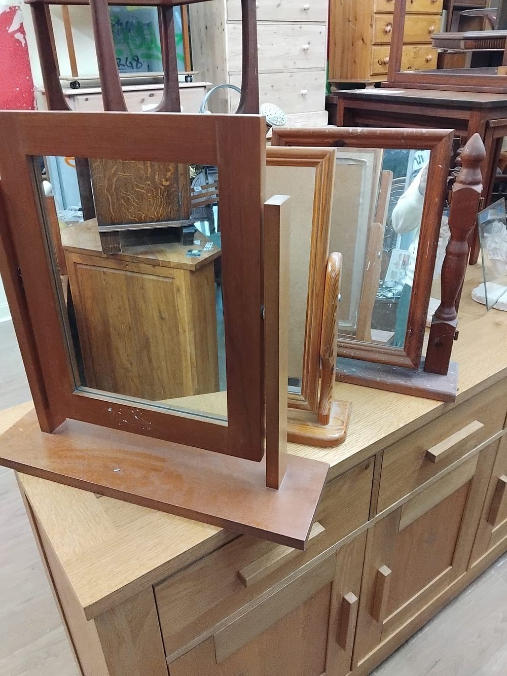 Lot 211a – A Trio of Various Wooden Dressing Table Swing Mirrors