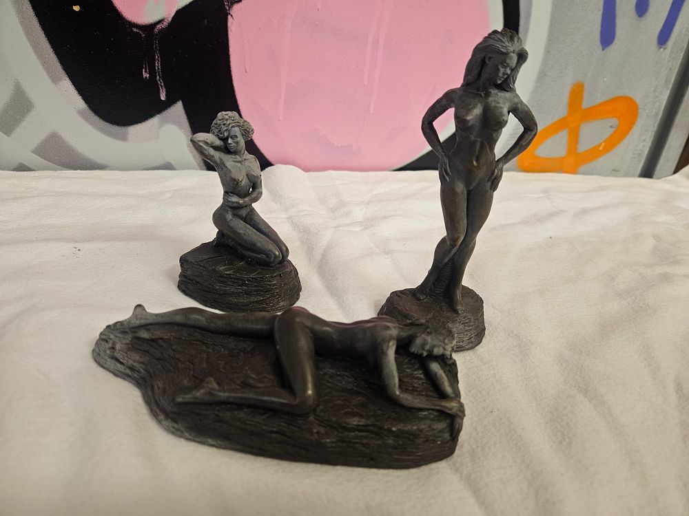 Lot 227 – A Trio of Contemporary Cold-Cast Bronze-Effect Resin Sculptures of Nude Females