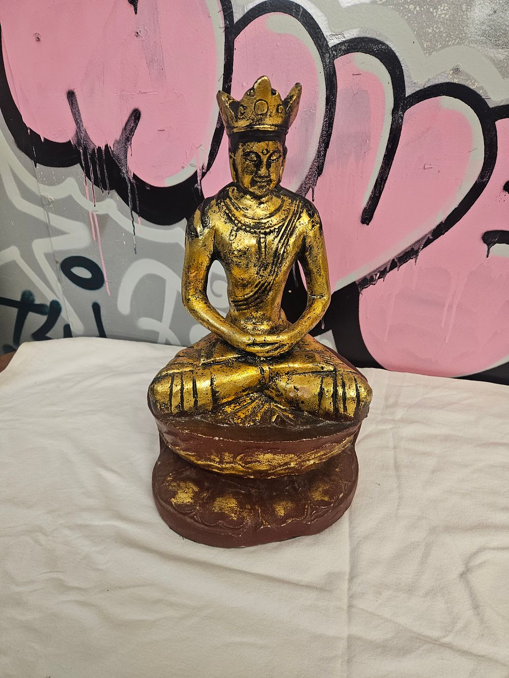 Lot 246 – A Southeast Asian Style Gilt Composite Figure of a Crowned Buddha Jambupati