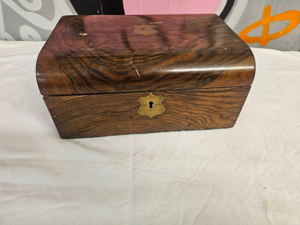 Lot 247 – A Victorian Walnut Presentation Writing Slope Dated 1871
