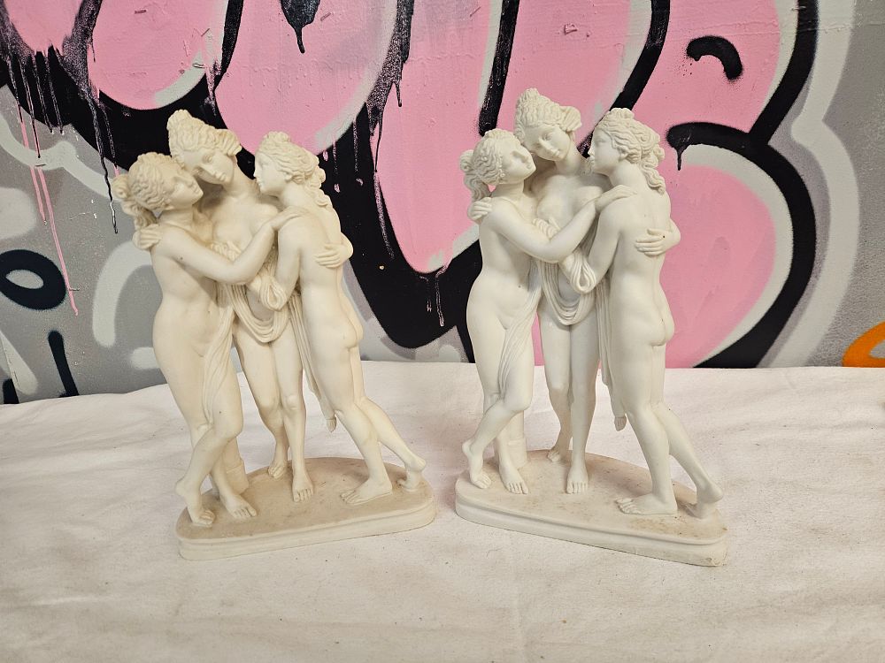 Lot 308 – A Pair of Parian Ware Style Figurines of The Three Graces after Antonio Canova