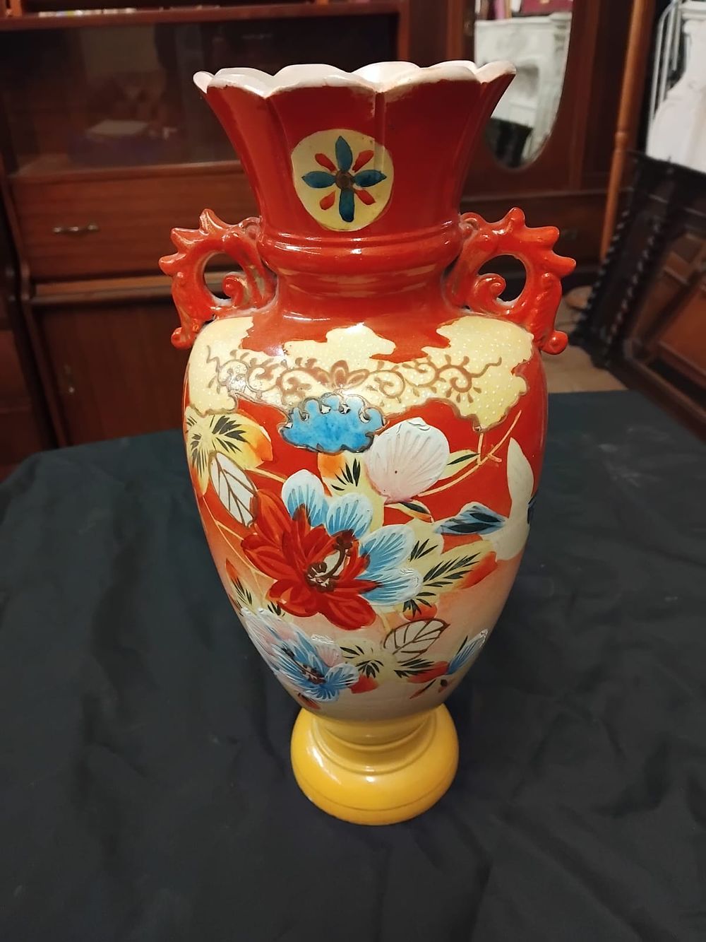 Lot 310 – A Japanese Satsuma Style Export Earthenware Baluster Vase