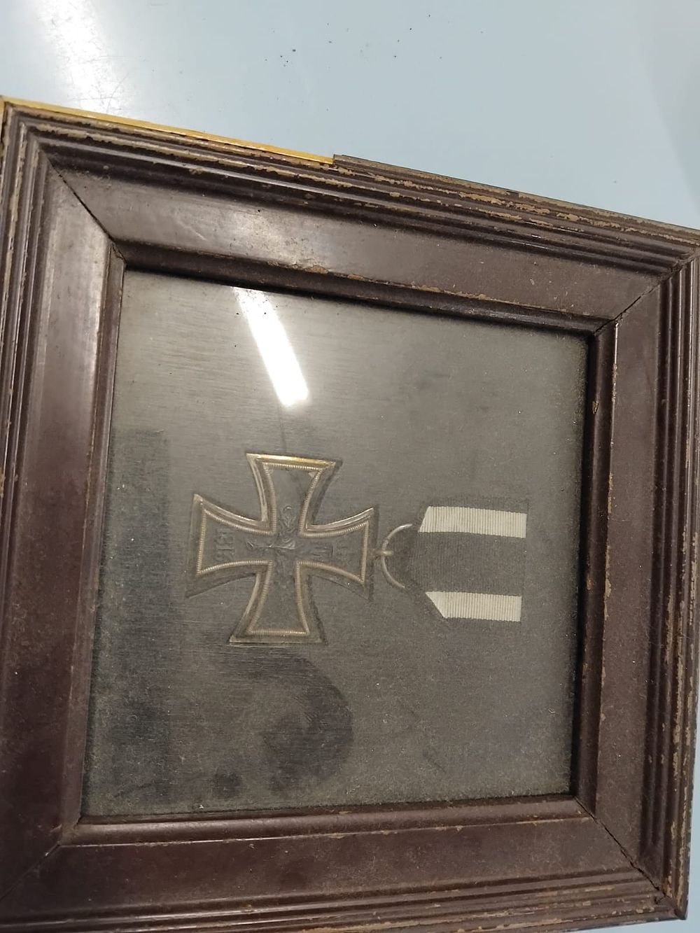 Lot 393 – Imperial German 1914 Iron Cross 2nd Class Non-Combatant Version in a Glazed Wooden Frame