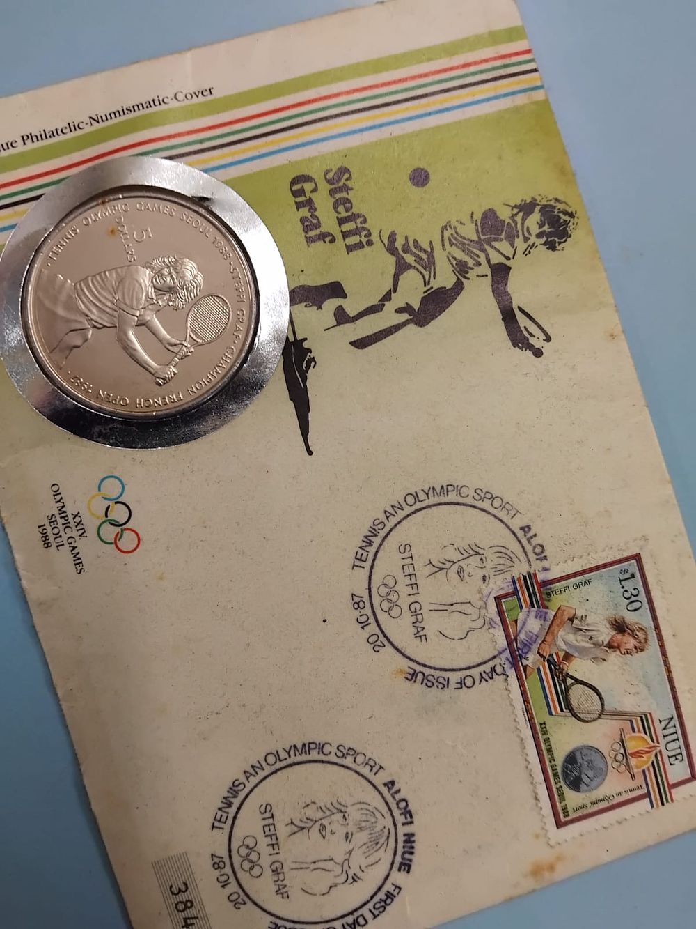 Lot 400 – Niue 1987 Steffi Graf Philatelic-Numismatic Cover with Five Dollar Coin