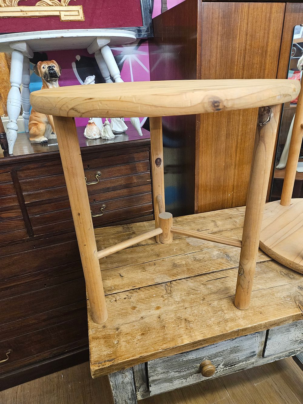 Lot 152 – A Rustic Solid Pine Round Side Table