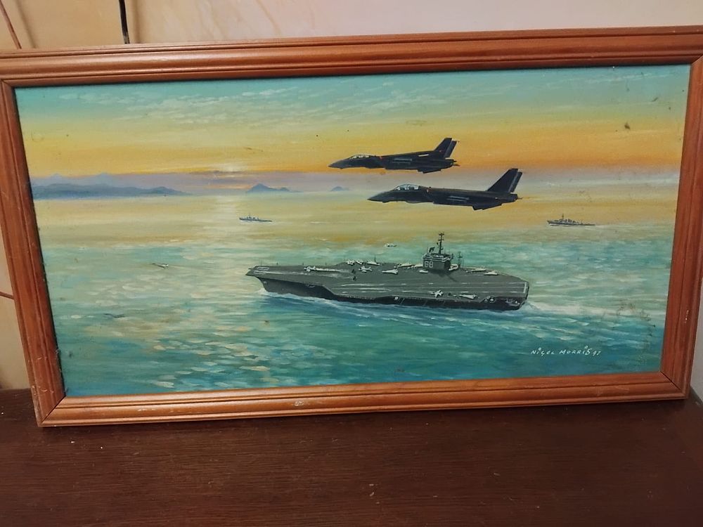 Lot 205a – Nigel Morris (20th Century), USS Nimitz (CVN-68) and F-14 Tomcats at Sea, 1997