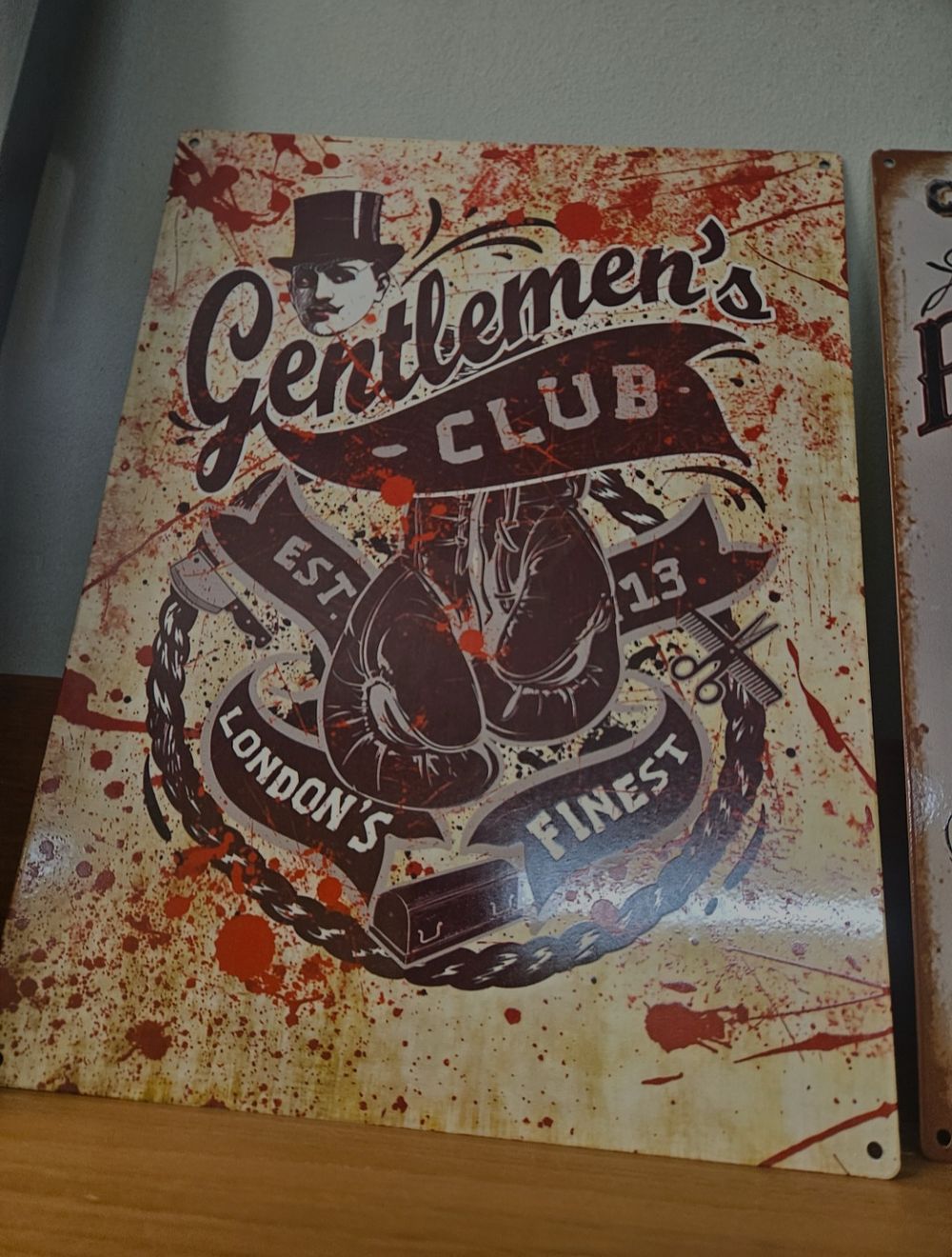 Lot 210 – Vintage-Style Decorative Metal Sign featuring Gentlemen’s Club Barbershop Motif