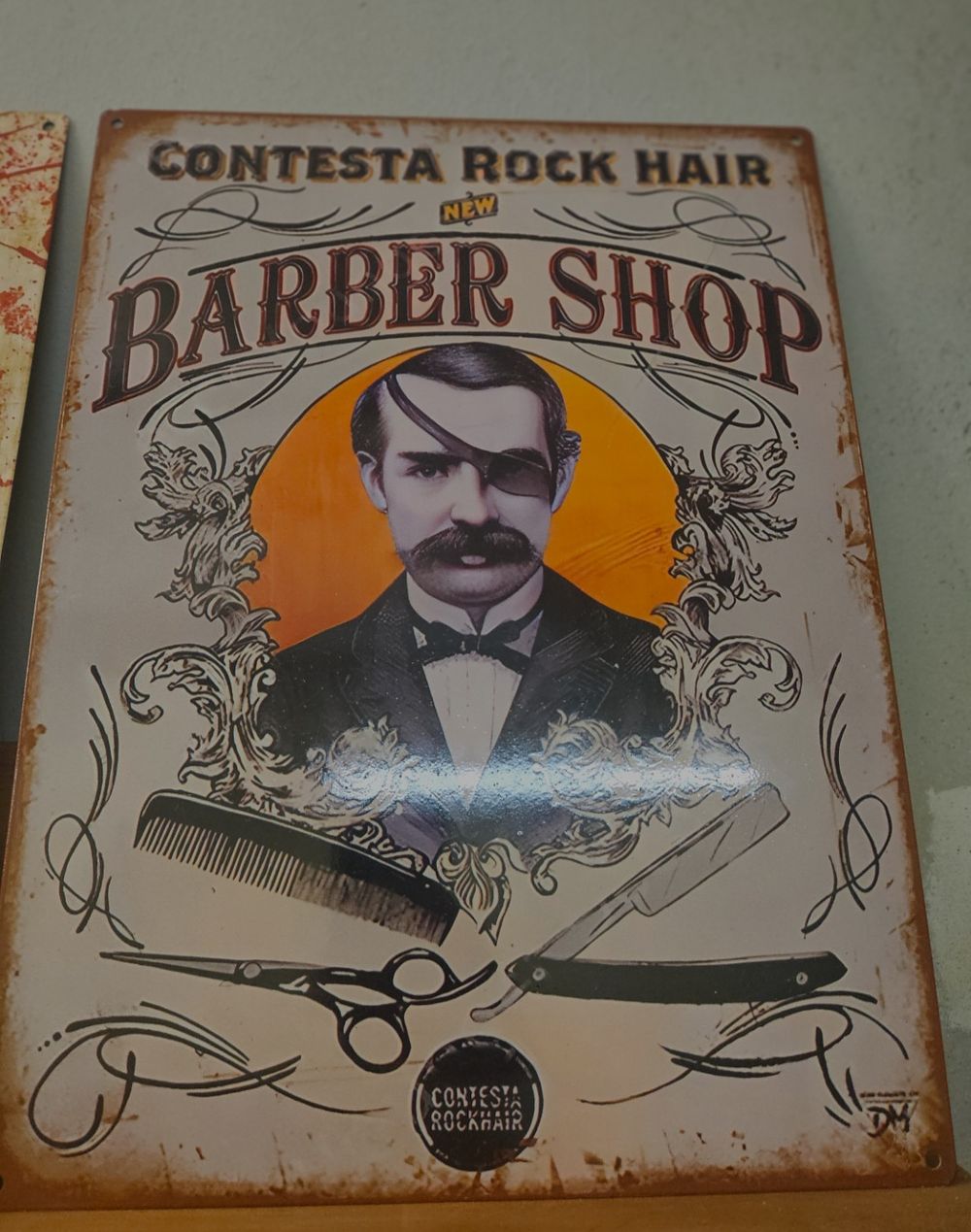 Lot 211 – Contesta Rock Hair Contemporary Decorative Metal Barber Shop Sign