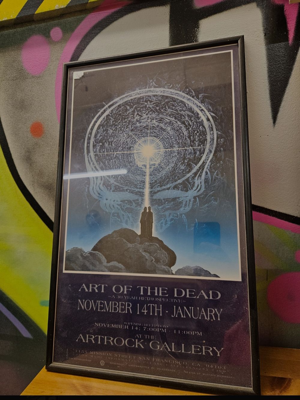 Lot 217 – Framed Grateful Dead Art of the Dead Retrospective Exhibition Poster 1995