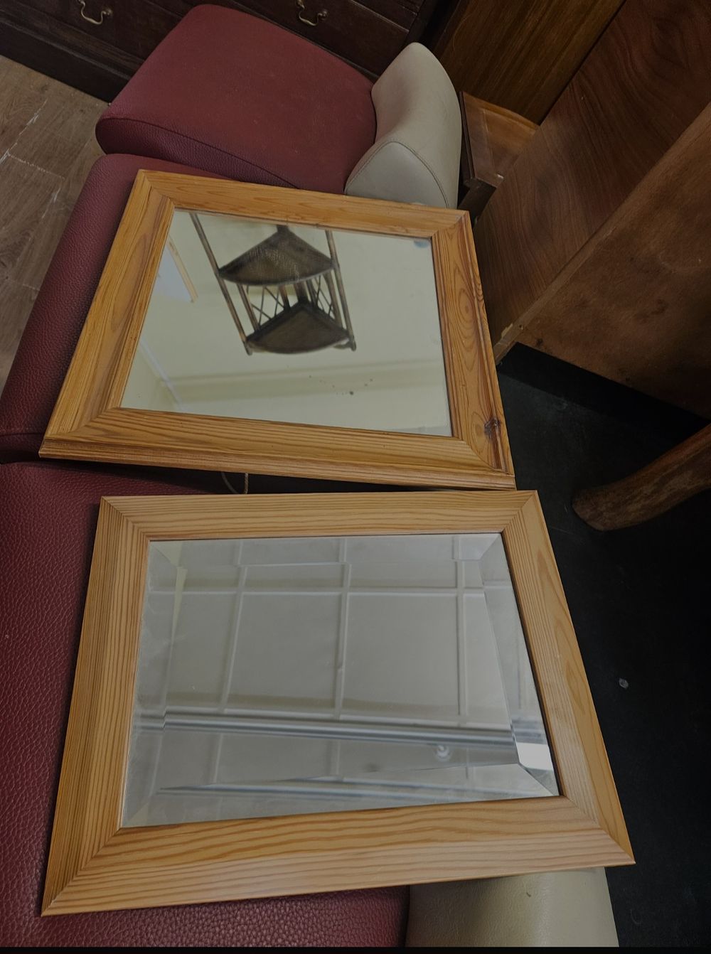Lot 217a – A Pair of Late 20th-Century Pine Framed Wall Mirrors