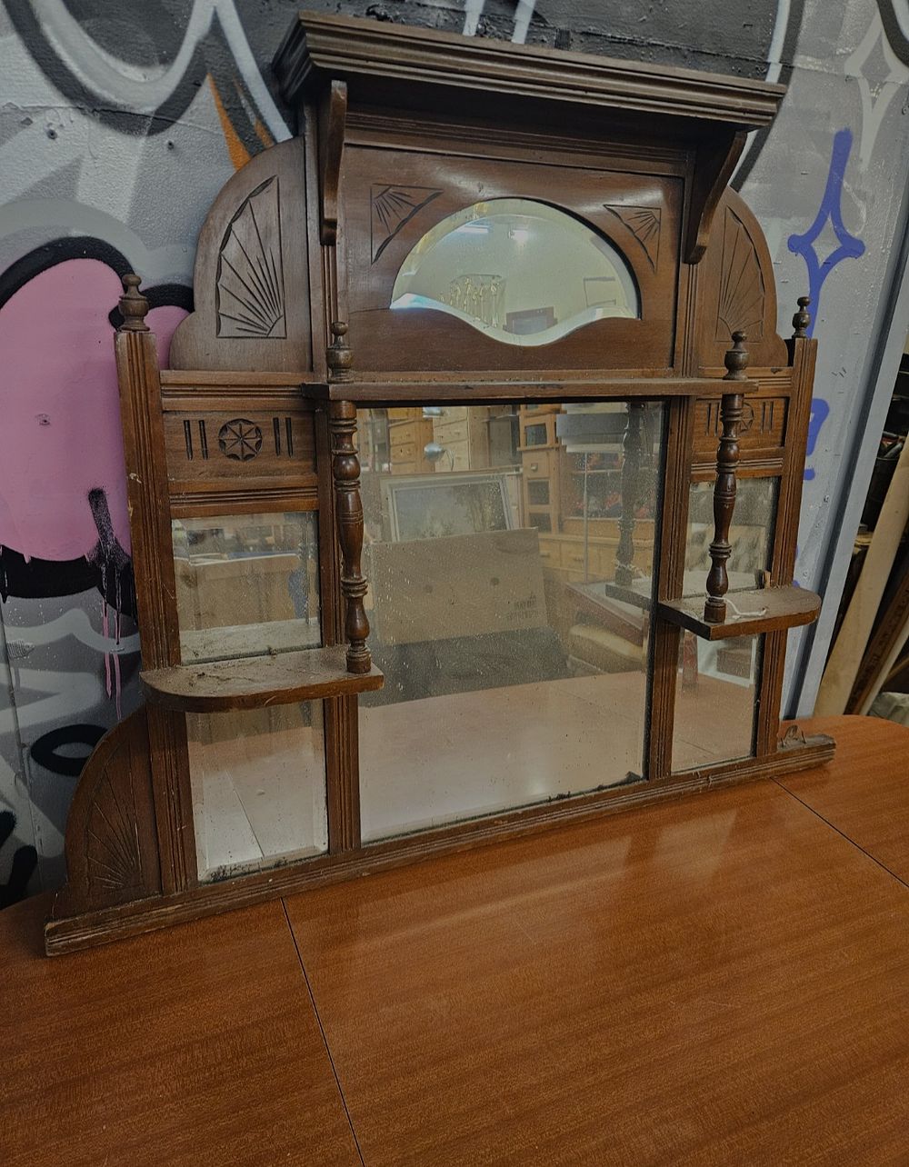 Lot 222 – Late Victorian Carved Wood Multi-Plate Overmantel Mirror