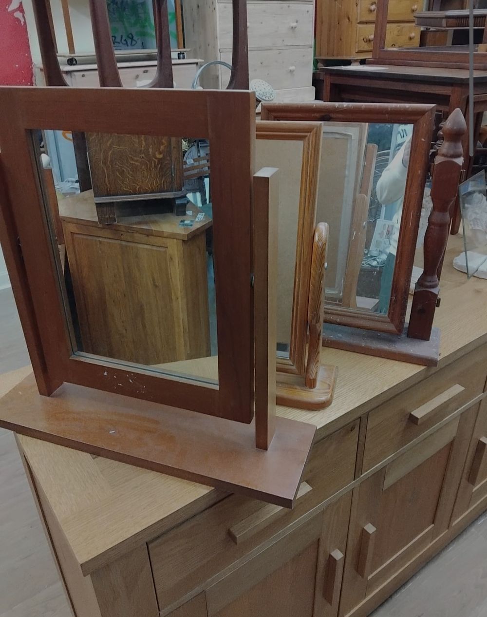 Lot 223 – A Trio of Assorted Wooden Framed Swing Dressing Table Mirrors