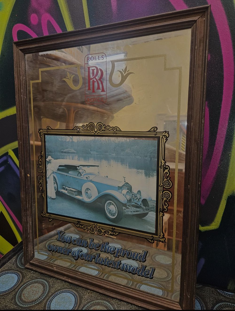 Lot 243 – Vintage Rolls-Royce Framed Advertising Pub Mirror
