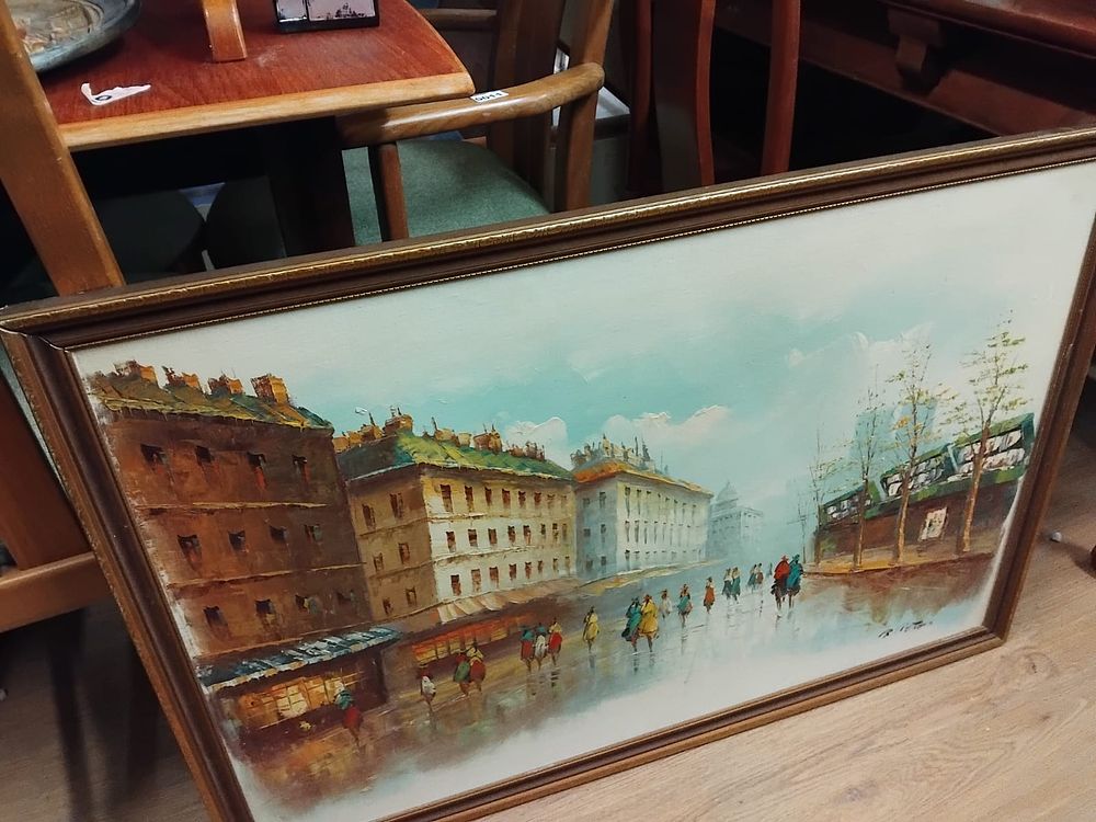 Lot 256a – large mid century oil painting of paris signed r.peters