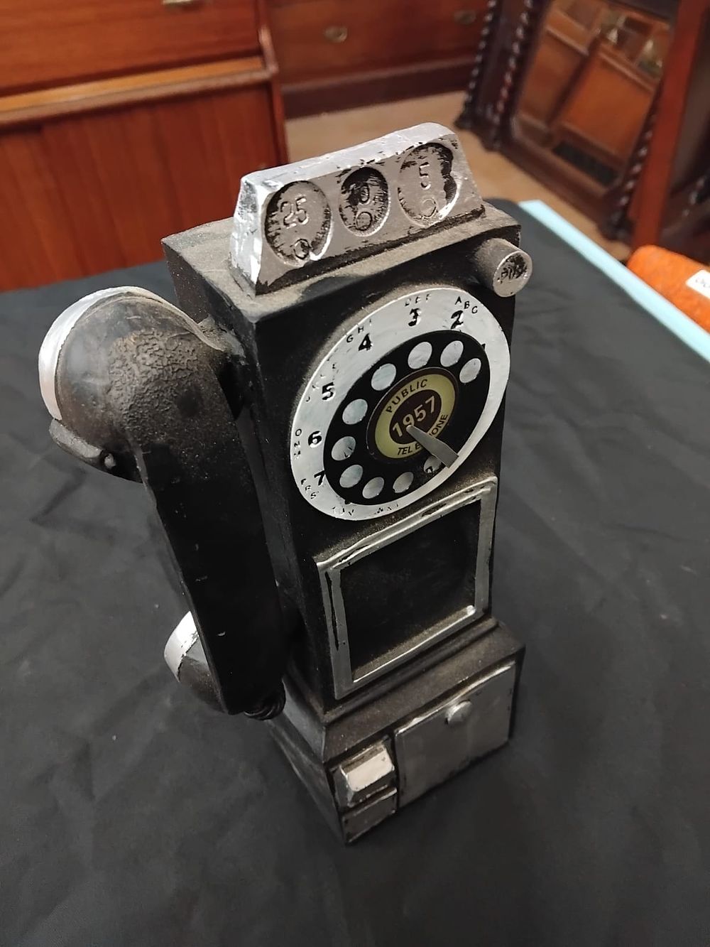 Lot 272 – Vintage Style Decorative Model Payphone, 1950s Three-Slot Design