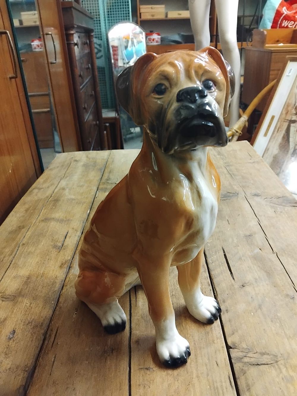 Lot 289 – A Large Mid-20th Century Glazed Ceramic Model of a Seated Boxer Dog