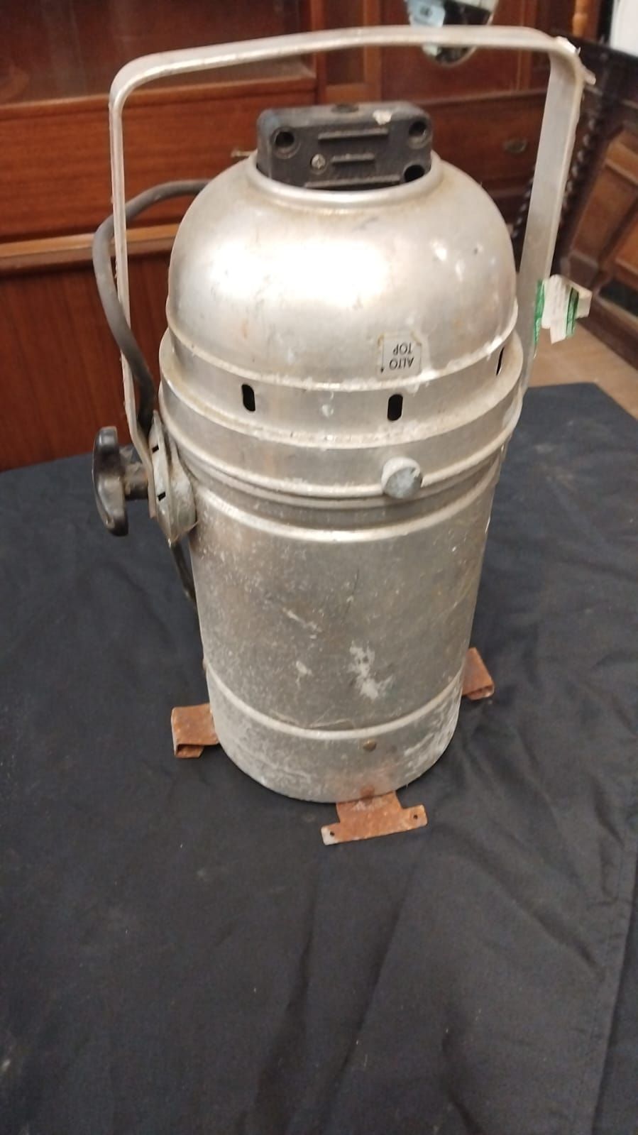 Lot 296 – A Vintage Spun Aluminium Theatre Spotlight Converted to a Floor Lamp