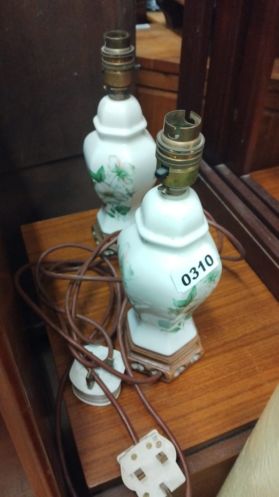 Lot 310 – A Pair of Floral Decorated Ceramic Table Lamps
