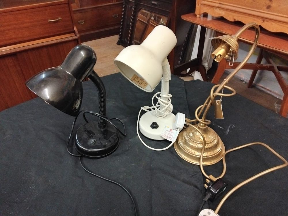 Lot 316 – A Trio of Assorted Table and Desk Lamps including Gooseneck and Brass-Effect Examples