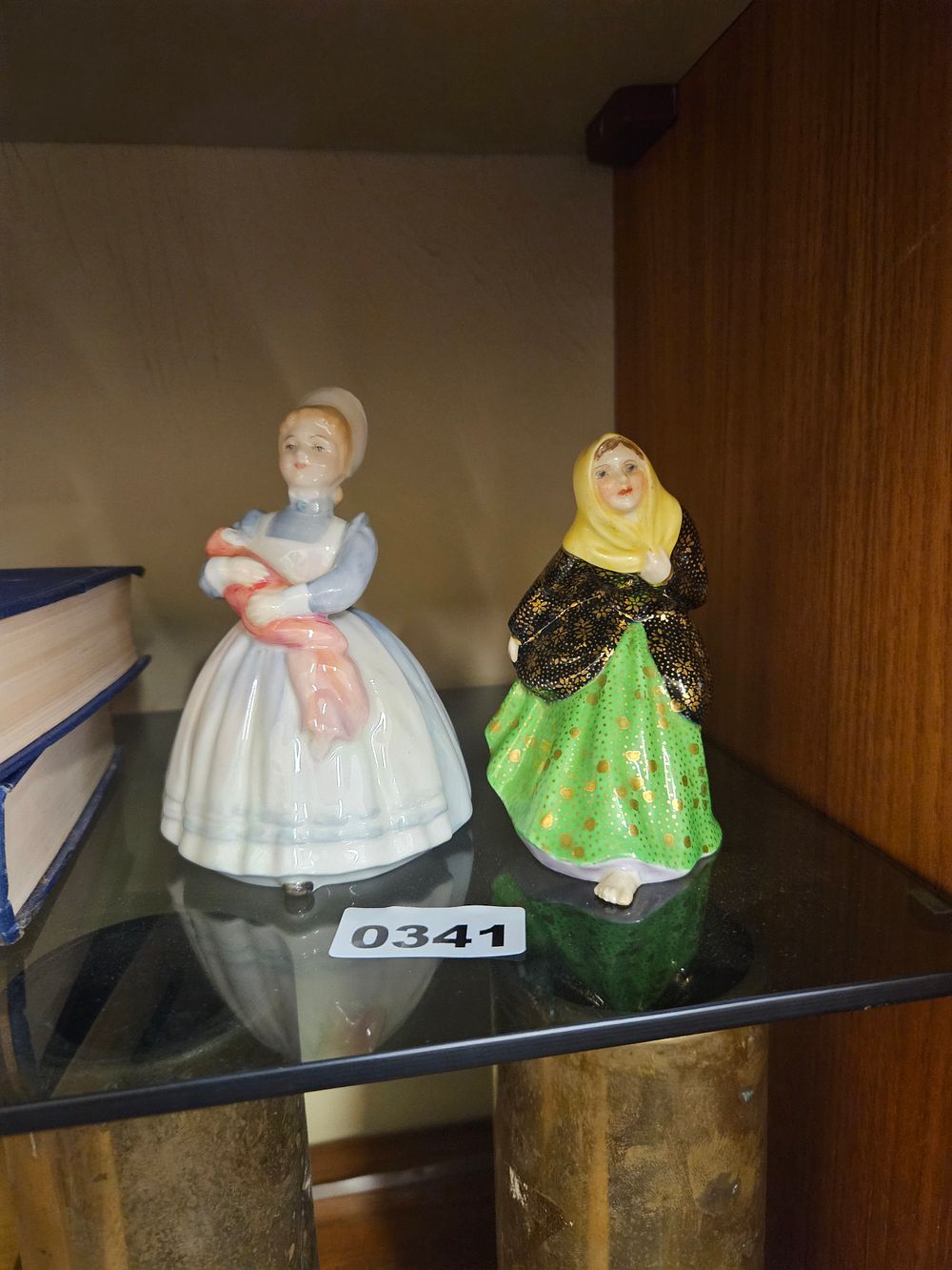 Lot 341 – Two English porcelain figurines comprising Royal Doulton The Rag Doll and Tuscan China Irish Colleen