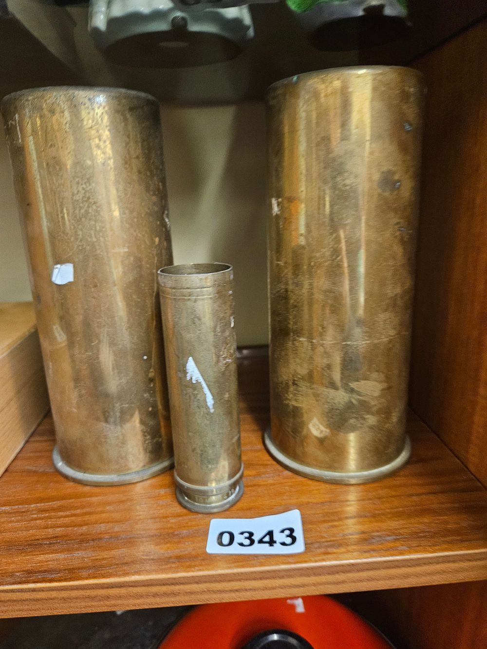 Lot 343 – A Trio of Brass Artillery Shell Casings