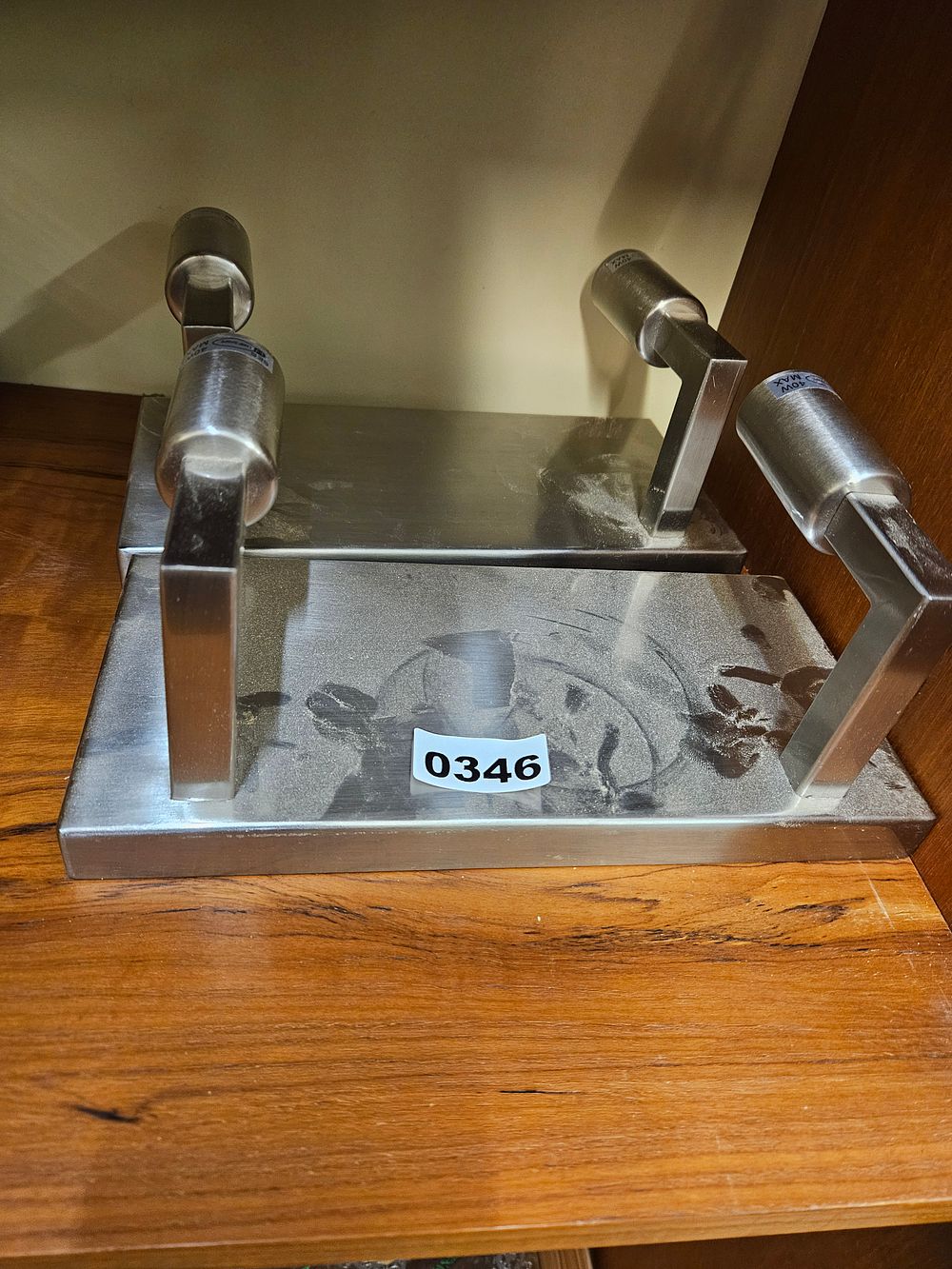 Lot 346 – A Pair of Contemporary Two-Light Brushed Metal Wall Sconces