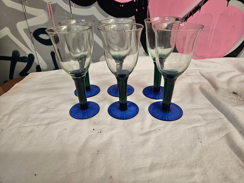 Lot 351 – A Set of Tri-colour Hand-blown Glass Goblets