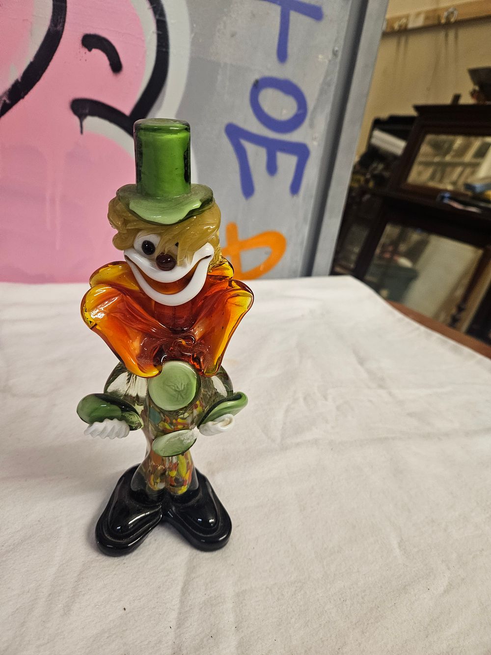 Lot 357 – A Murano Style Multicoloured Hand-Blown Art Glass Clown Figurine