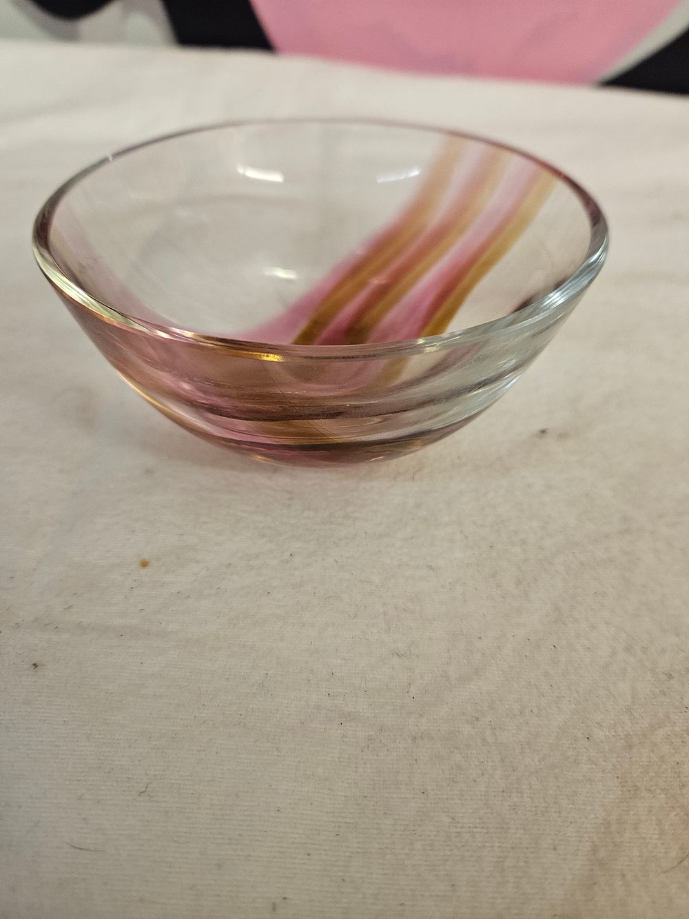 Lot 364 – A Scottish Pink and Amber Striped Art Glass Bowl, Attributed to Caithness