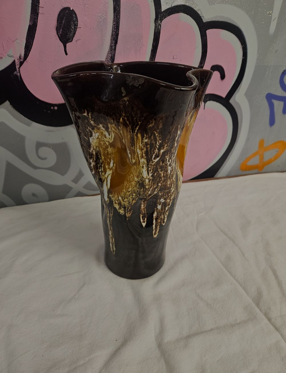 Lot 379 – Mid-century Vallauris Fat Lava Flame Glazed Ceramic Vase