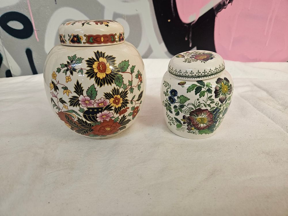 Lot 395 – Two English Ceramic Ginger Jars including a Sadler Staffordshire and a Mason’s Patent Ironstone Paynsley Pattern Jar