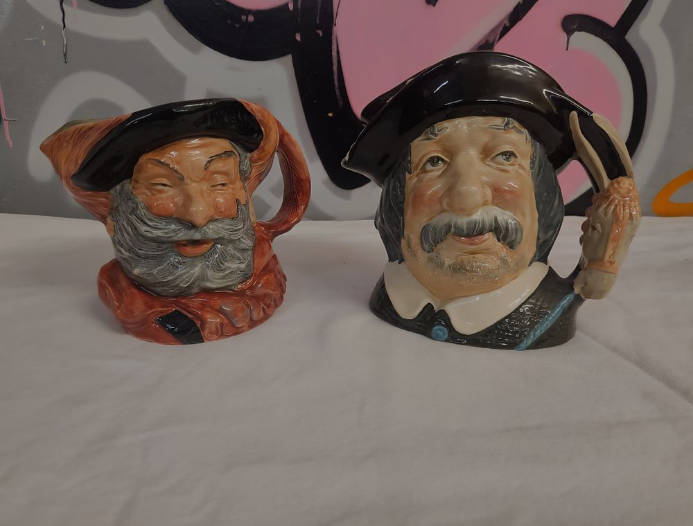 Lot 399 – Two Royal Doulton earthenware character jugs, Falstaff and Sancho Panca