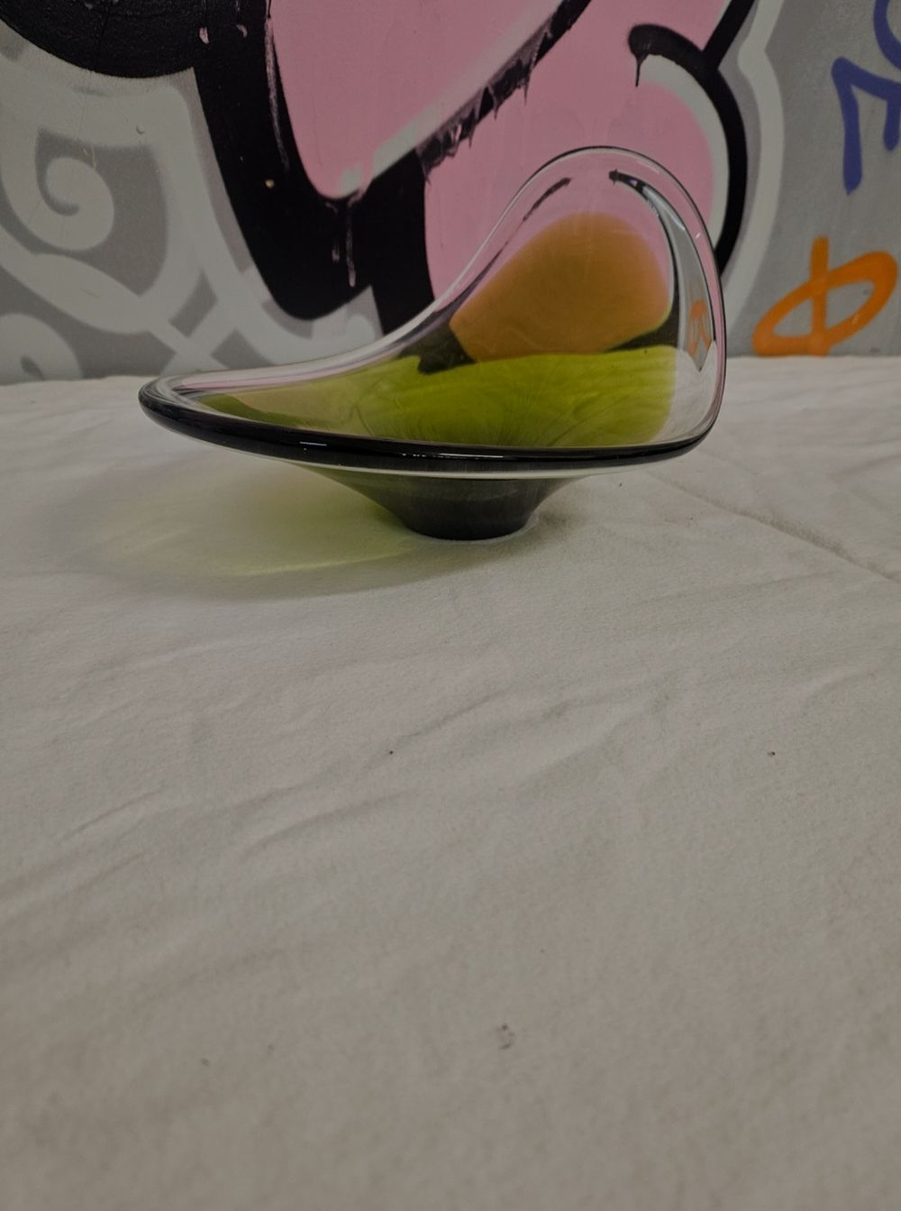 Lot 402 – Mid-century Swedish Coquille style asymmetrical art glass bowl